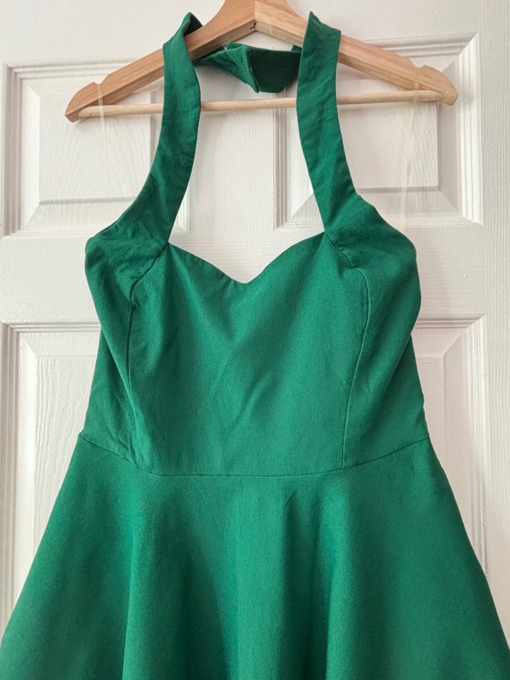 Unique Vintage Halter Swing Dress - Emerald Green Size L - Picture 6 of 13